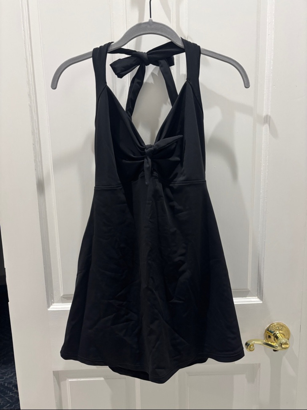 COCOSHIP Black One-Piece Halter Swimdress